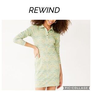 Rewind Bodycon long sleeves mint green Polo Dress XS NWT